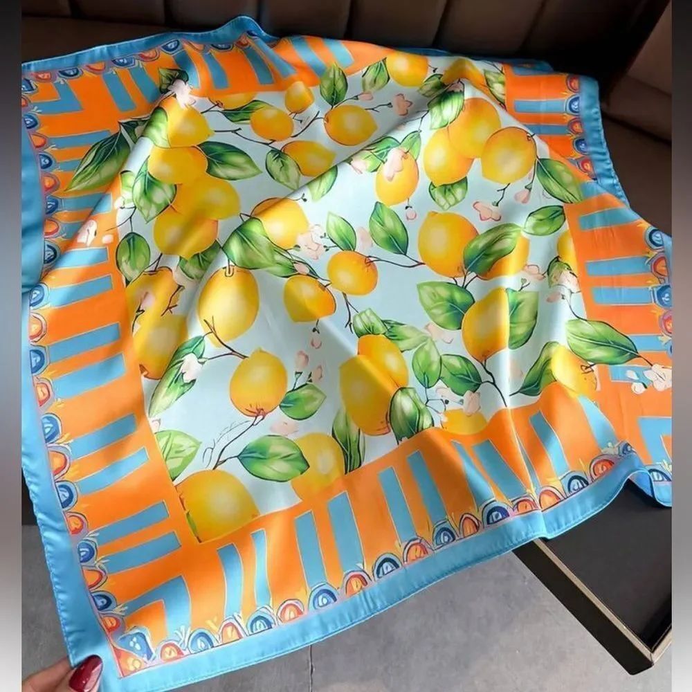 Lemon Scarf in Bright Blue & Orange A1563